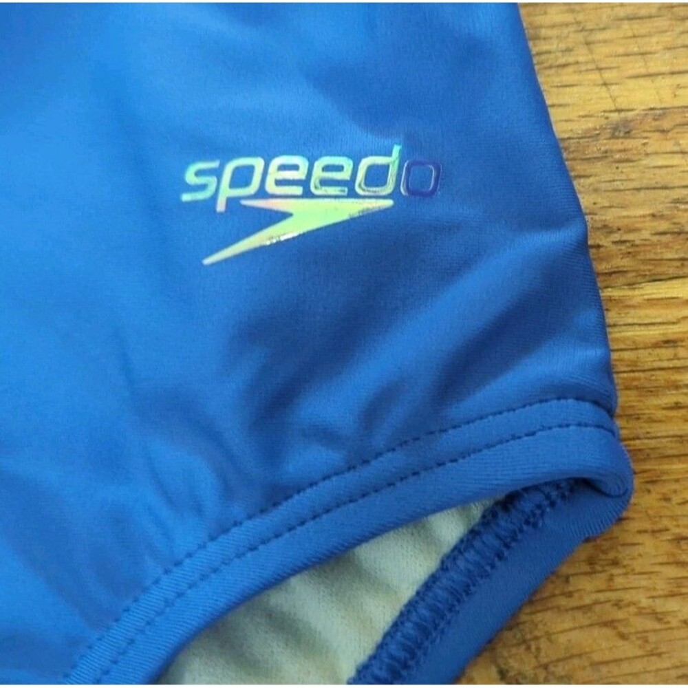Speedo Women's Asymmetrical Colorblock One Piece Swimsuit Dazzling Blue NWT - Picture 3 of 8